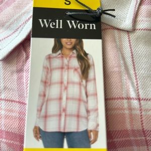 Well Worn Ladies' Button-Up Shirt, size M, Blue Plaid